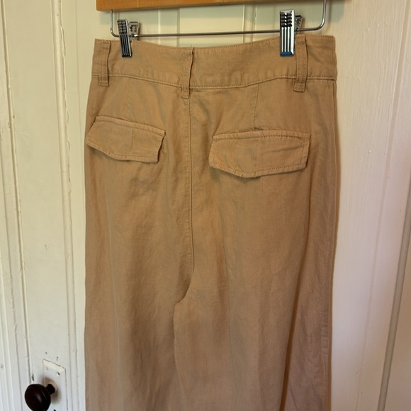 GAP Wide Leg High Rise Linen Pants in Moonstone - Picture 5 of 12